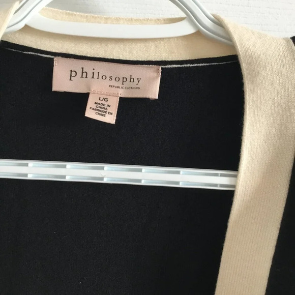 Philosophy Chic Padded Shoulder Novelty  Button Pocket Cardigan SZ L - Picture 4 of 11